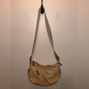 Fossil Women's Tan Cross Body Shoulder Bag Adjustable Strap Pockets VGUC Y2K 90s